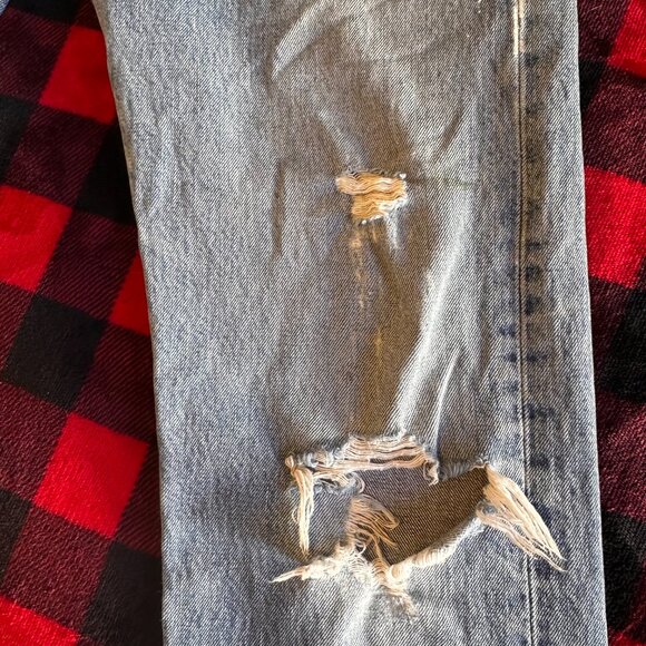 Levi's Jeans Mens 29x31 Blue 501 Distressed Grunge Punk Ripped Knee Denim Pants - Picture 8 of 8